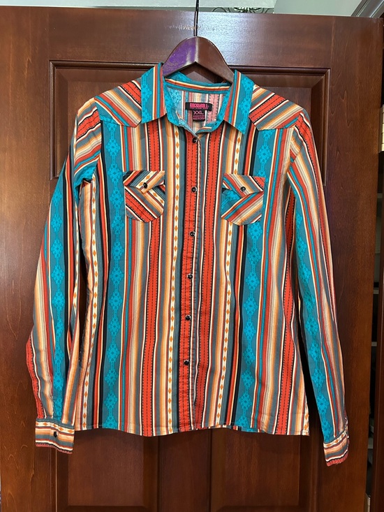 Rock & Roll Denim Tops - Rock & Roll Denim  Southwestern Stripe Western Shirt Stretch Cotton